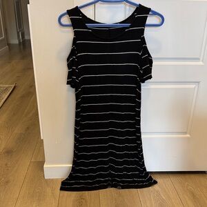 Dex Black and White Striped Mini Dress